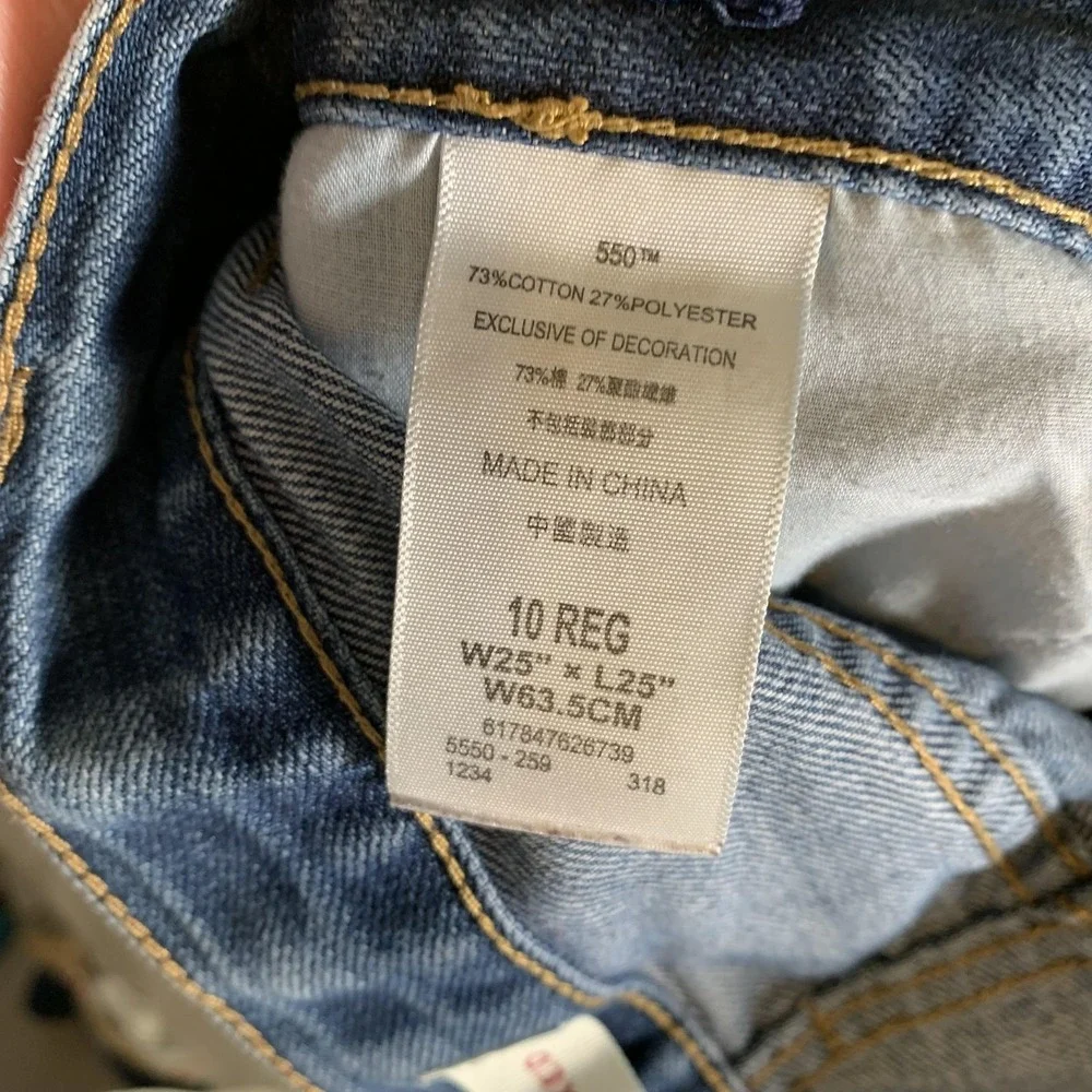 Levis 550 Relaxed Jeans Girls 10 25x25 Blue Medium Wash Mid‎ Rise Straight Denim